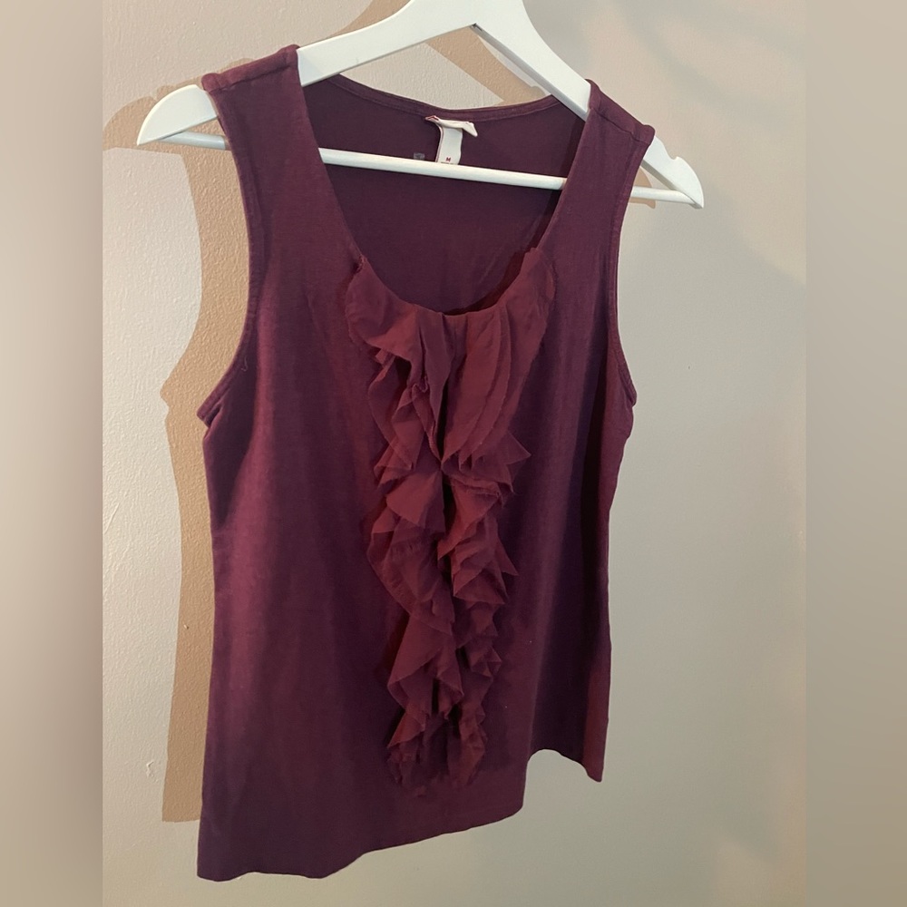 Merona Sleeveless Ruffled Burgundy Top Medium